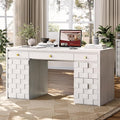 58 Executive Desk with Drawers Home Office Desk with Charging Station &amp Keyboard Tray Wood Office Desk with File Drawer &amp Storage Cabinet Modern Computer Writing Desk with Adjustable Shelf