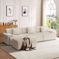 118 Modern L Shaped Modular Sectional Sofa Boneless Cloud Couch with Ottoman Oversized Corduroy Couch Deep Seat 30D Sponge for Indoor Living Room No Assembly Required(Beige)