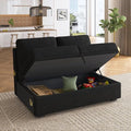 HONBAY Storage Loveseat for Modular Sleeper Sofa with Pull Out Bed Double Seat with Storage for Couch Bed Velvet Black