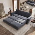 KEIKI 94 Velvet Chesterfield Convertible Sofa Bed King 3-in-1 Pull Out Sleeper Sofa with Rolled Arms &amp Nailhead Trim Upholstered 3-Seater Couch for Living Room Bedroom or Office Slate Gray