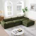 116'' Oversized Modular Sofa Fully Compressed 4 Seat Spacious Foam-Filled Sofa Bed for Living Room Free Combination Friendly Design L-Shaped Comfy Couches No Assembly Required (Green-QJ88)
