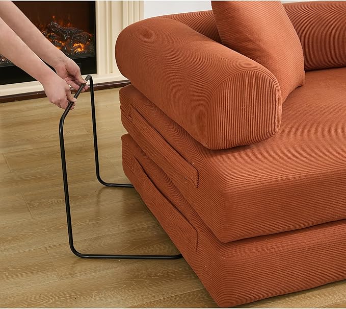 MYFUNSHOP Sleeper Sofa Bed4-in-1 Convertible Folding Boneless CouchFoldable Love Seat with Pillow Corduroy Floor Futon Couch for Living RoomBedroomLounge Studio
