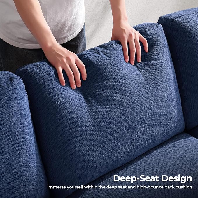 89 Inch Sofa with Extra Deep Seats Oversize 3 Seater Sofa for Living RoomModern Couch and Sofa Comfy Armrests and Seats and Backrests Easy Installation Blue