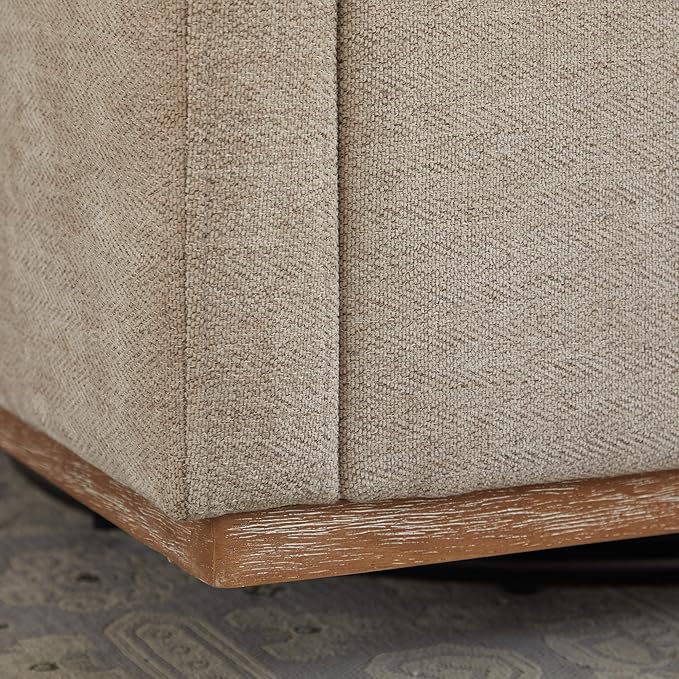 360° Swivel Upholstered Armchair 30.7 W Modern Comfort Single Sofa Chair for Living Room Bedroom Apartment Nursery Taupe