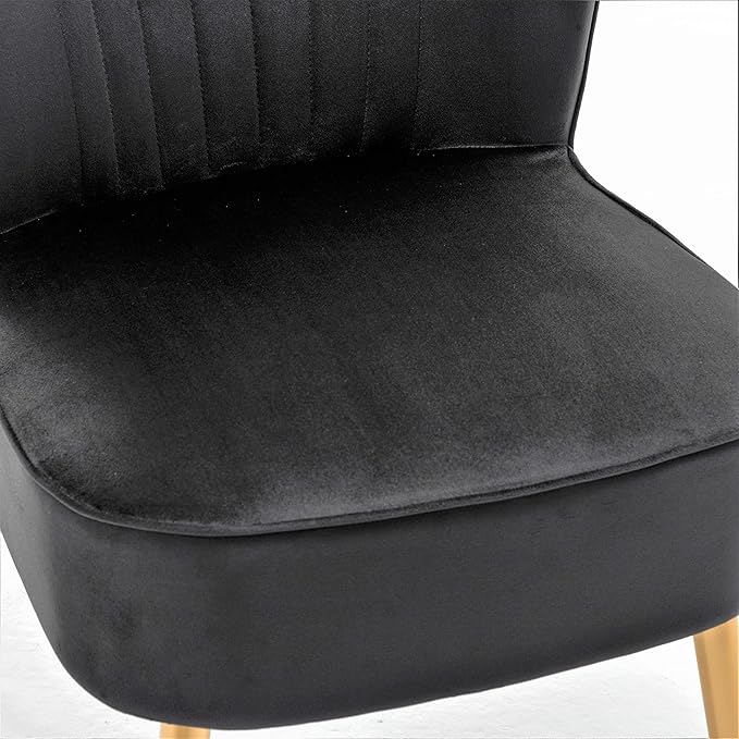 Modern Velvet Accent Chair for Living Room Bedroom or Entryway Stylish and Comfortable Armless Design with Metal Legs Black