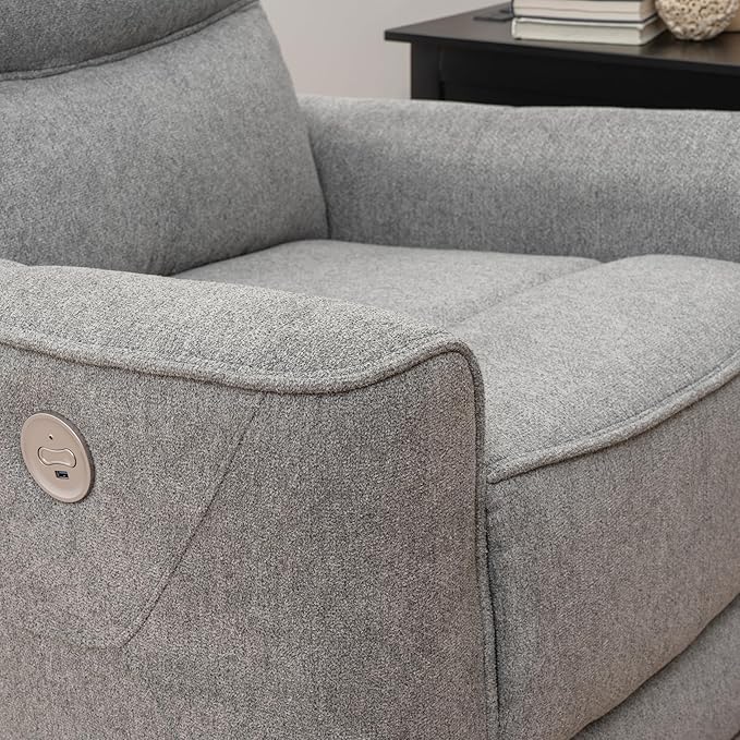 Powell Kylee Grey Upholstered Power Reclining Chair with Charging Port