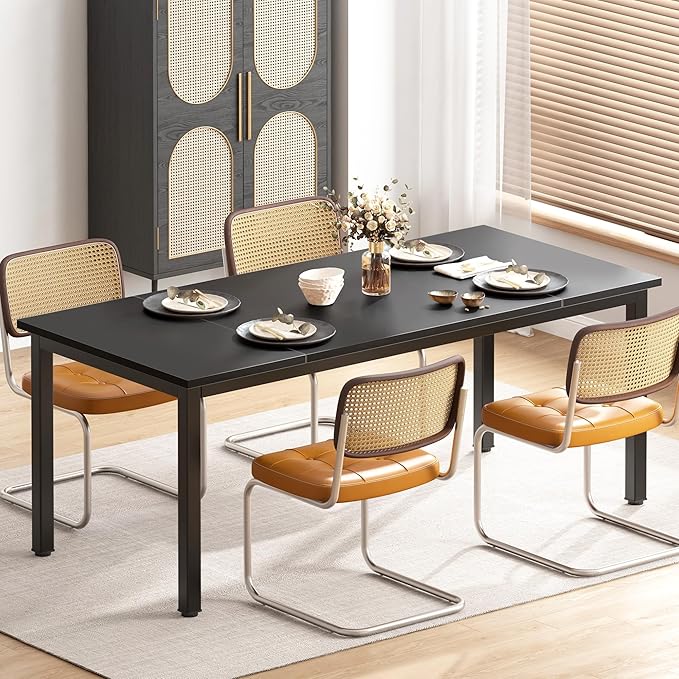 DlandHome 71 inches X-Large Computer Desk Composite Wood Board Decent and Steady Home Office DeskBlack