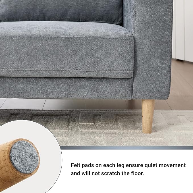 Tbfit 84 L-Shaped Sectional Sofa Comfy Upholstered Couch with Chaise Modern Fabric Living Room Furniture for Home Office Gray