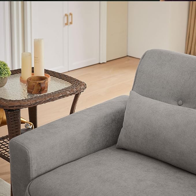 49 Small Loveseat Sofa 2 Seat Light Grey Loveseat Couches Love Seat Sofa Couch with Throw Pillow for Small Spaces Living Room Apartment Dorm Room