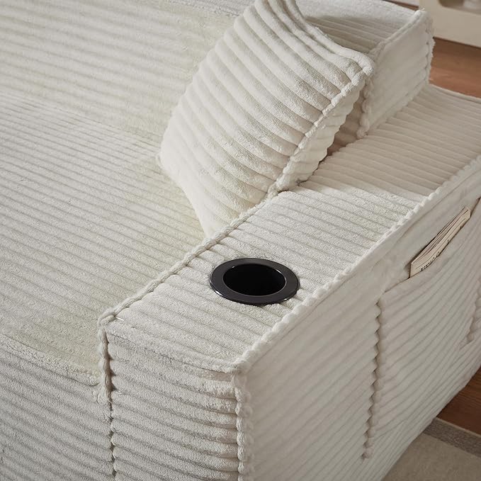 78'' Chenille Modular Loveseat White Boneless Loveseat with 2 Pillows Cloud Couch Love Seats for 2-Seater Upholstered Sectional Sofa for Living Room No Assembly Freely Combinable (61'' White)