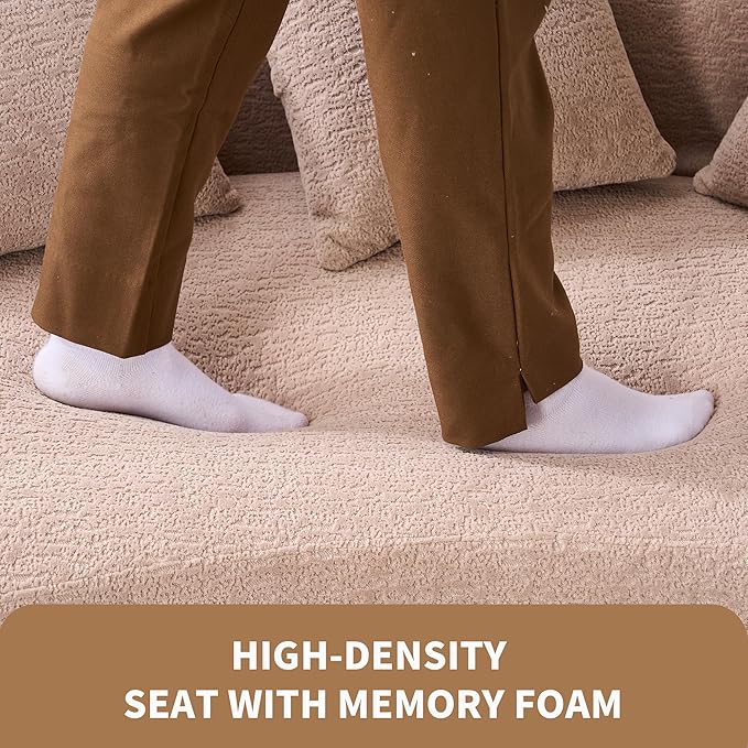 65 Curved Loveseat Sectional Sofa for Living Room Modern Plush Chenille Cloud Round Deep Seat Compressed Boneless Couch with 3 Throw Pillows for Small Apartment No Assembly Needed Apricot Cream