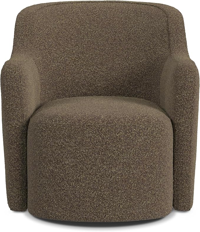 Spatial Order Upholstered 360° Barrel Back Swivel Chair | Accent Chairs for Living Room &amp Bedroom | Decorative Home Furniture Brown Boucle