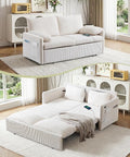 Queen Size Pull Out Couch Sleeper Sofa Bed Queen with USB Storage Pockets &amp Pillows 3-in-1 Modern Convertible Loveseat Couch Bed for Living Room Bedroom Office Apartment Corduroy(Beige)