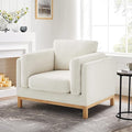 VANOMi 41.34 Oversized Accent Chair Upholstered Armchair with Solid Wood Legs Living Room Chairs with Wide Armrest Pads Reading Chair for Bedrooms Apartments Living Rooms Offices（Beige）
