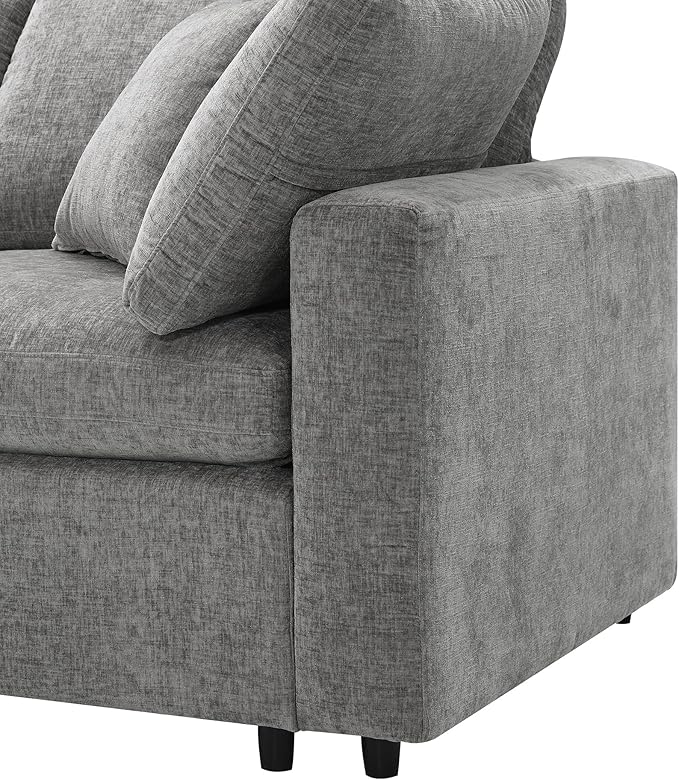 130-Inch Sectional Modular Cloud Sofa Couch Oversized 6 Seat Upholstered Chenille U Shaped Sofa Couches with Movable Ottoman 2 Throw Pillows for Living RoomOffice