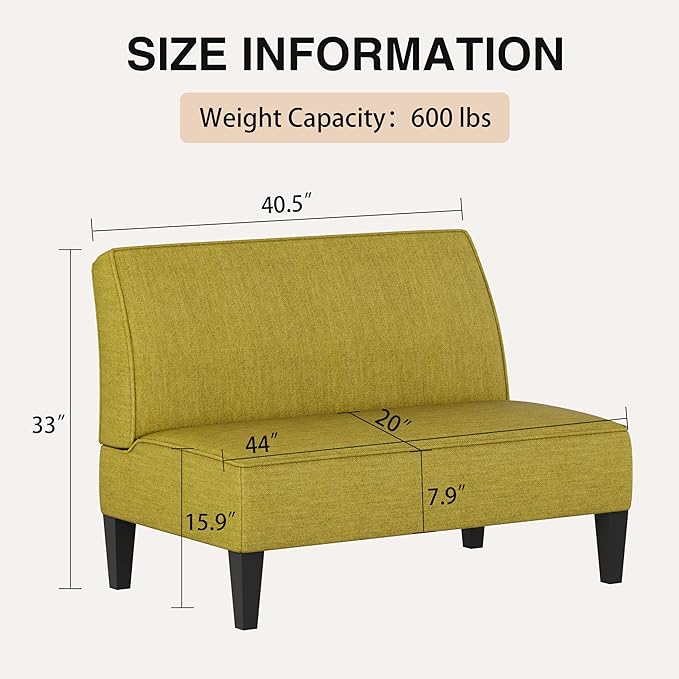 ALISH Small Loveseat Sofa 2-Seater Sofa Couch with Wooden Legs for Bedroom Living Room Upholstered Mini Couch for Small Spaces