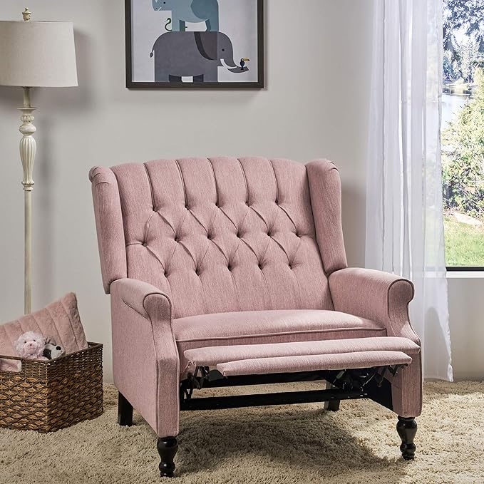 Christopher Knight Home Salome Push Back Recliner Light Blush Dark Brown