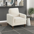 Lexicon Modern Accent Chair Corduroy Fabric Upholstered Armchair with Brown Legs Track Arms Single Sofa Chair for Living Room/Bedroom/Office/Waiting Room Beige