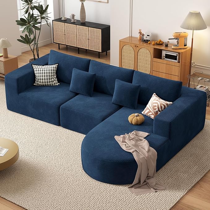 Boneless Couches for Living RoomCloud Sectional Couch with L-Shape ChaiseModern Modular Sofa with Deep Seat Upholstered Comfy Couches for BedroomNo Assembly Required1PCS