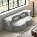 2 in 1 Convertible Compressed Sofa Bed 54'' Modern Boneless Loveseat Sleeper in a Box Floor Mattress Futon Couch No Assembly Needed Space Saving Light Grey Full 2 Pillows for Living Room