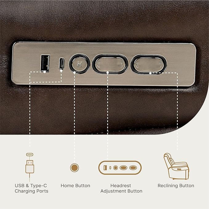 Power Recliner Chair Wall Hugger Recliner with Adjustable Headrest and Footrest Dual Motor Electric Faux Leather Reclining Sofa with USB/Type-C Charging for RV Living Room Bedroom