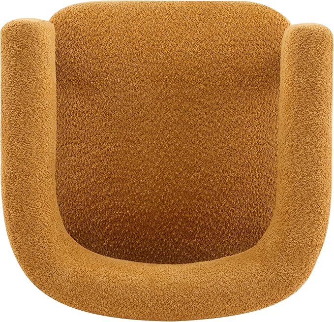Christopher Knight Home Carly Low Profile Accent Chair Round Backrest Side Chair Living Room Armchair with Boucle Fabric Cushion Comfy Reading Chair for Bedroom Wooden Single Lounge Sofa Yellow