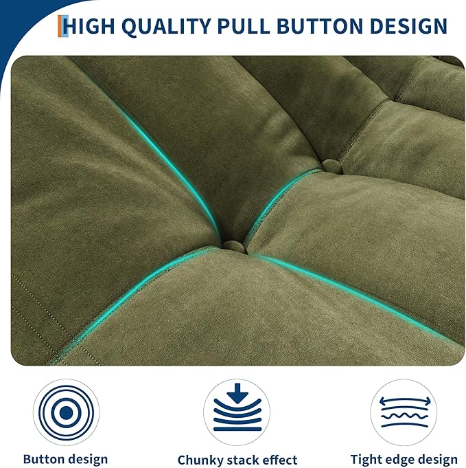 IDEALHOUSE 69 Inch Teddy SofaLoveseat Bean Bag Couch with Deep SeatUpholstered Couches for Living RoomBedroomApartment Green