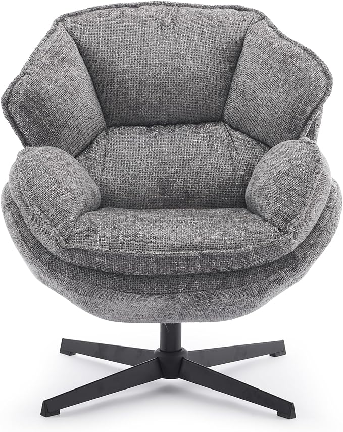 IWMH Swivel Accent Chair Set of 2 Upholstered Accent Chair Comfy Padded Cross Armchair Metal Frame &amp Wide Seat Lazy Chair Leisure Sofa Chair for Living Room Bedroom (Gray*2)