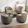 Swivel Barrel Accent Chair Modern Round Corduroy Fabric Arm Chair for Living Room Bedroom Comfy Club Reading Chairs for Adults (Corduroy Camel Set of 4)