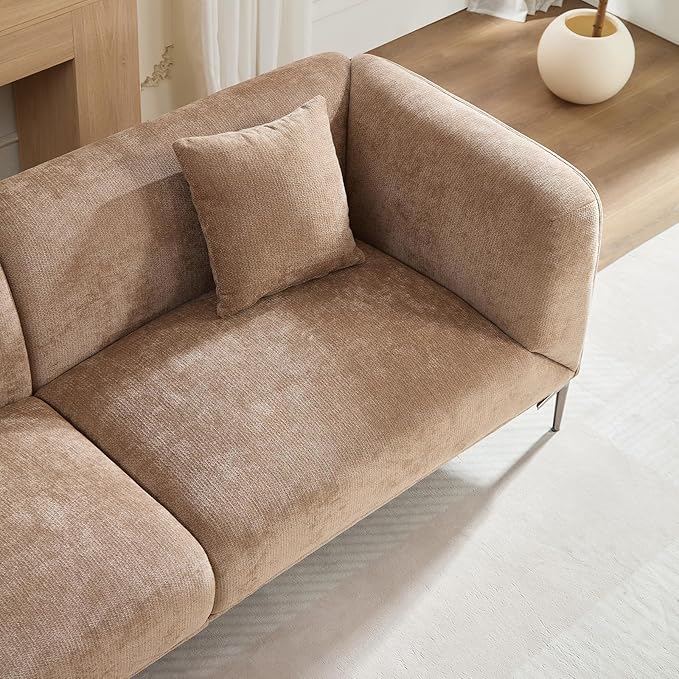 MEETAKING 82.7 Modern Sofa 3-Seater Boucle Couch with Metal Legs Luxury Deep Seats Cloud Sofas Minimalist Living Room Couches for Apartment Home Office Bedroom - Camel