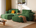 LINSY HOME Modular Sectional Cloud Couch 109 Ultra Soft Loveseat with Versatile Console and Removable Ottomans Soft Convertible Sectional Sofa Sets for Living Room Apartment Home Theater Green