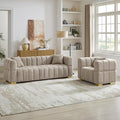 VANOMi Sofa and Chair Set Modern Deep Seat Couch &amp Boucle Sofa Chairs Oversized Upholstered Couch Sets for Living Room Bedroom Office Apartment Camel (2 Pieces)