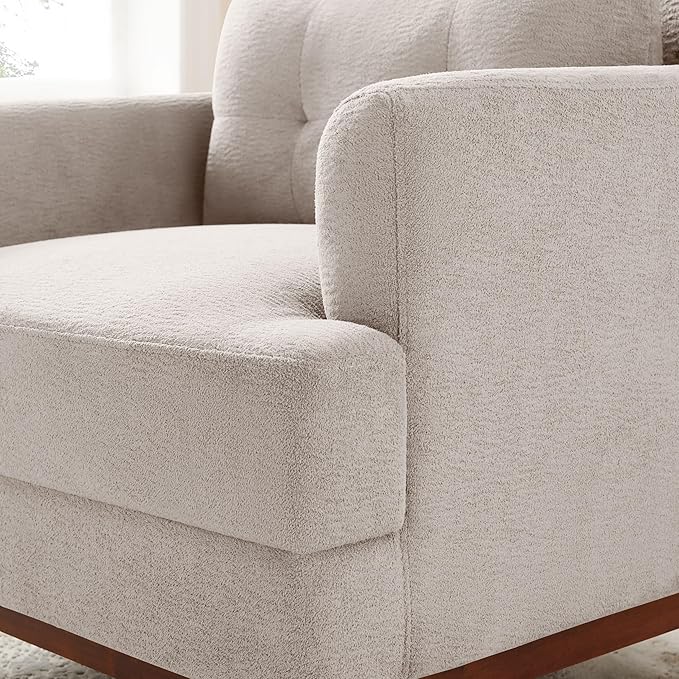 VANOMi Accent Chairs for Living Room 31 Oversized Armchair with Thick Cushion Terry Fabric Cozy Reading Chairs for Adults Bedroom Apartment Camel