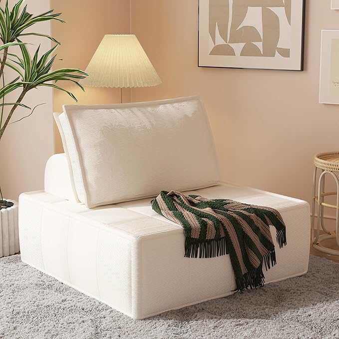 PurrJoys Modular Sectional Sofa 35 Corduroy Sofa Sleeper Deep Seat Sofa with Adjustable Backrest Small Couch for Small Spaces Living Room Bedroom ApartmentBlue Office Couch