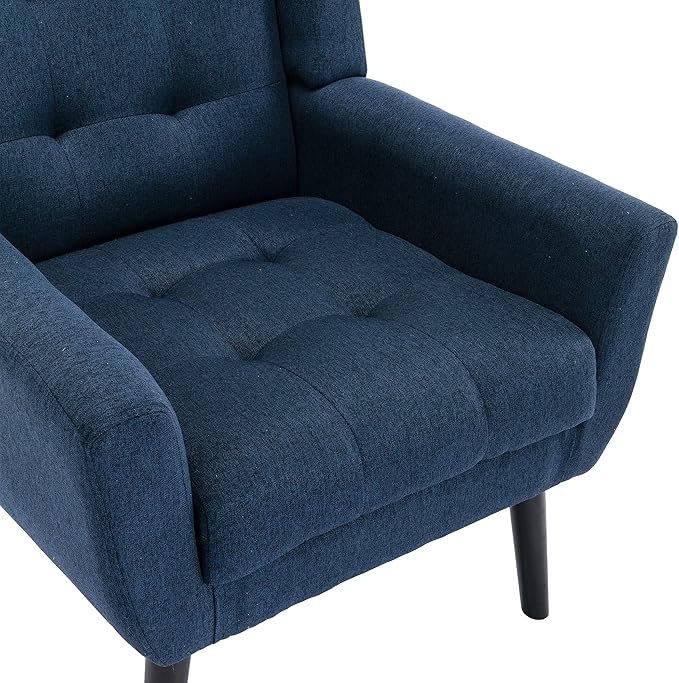 Modern Soft Linen Material Ergonomics Accent Chair Living Room Chair Bedroom Chair Home Chair with Black Legs for Indoor Home