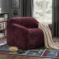 24/7 Shop at Home Garel Modern Upholstered Foam Sofa Chair with Curved Back and Arm Compressed Couch in a Box No Assembly Required for Home Theater and Living Room Red Wine