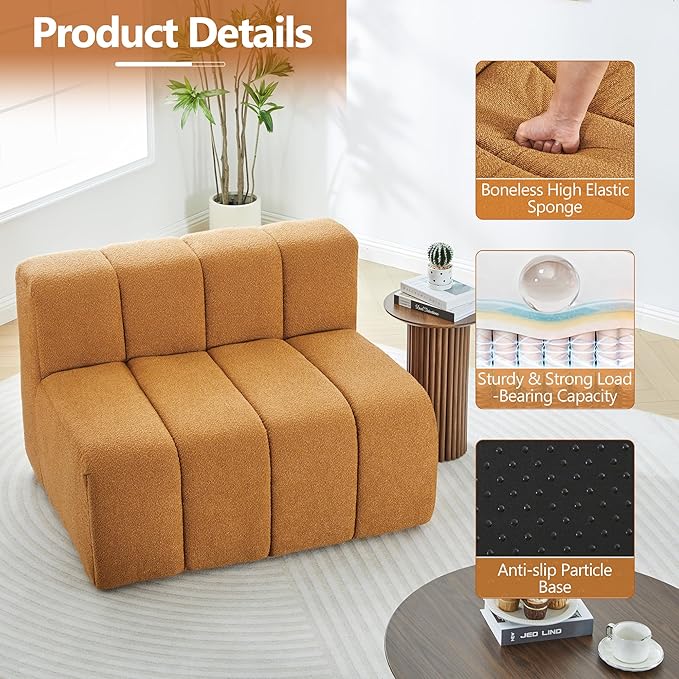 LEVNARY Rectangular Module for Modular Sofa Couch (Turmeric)