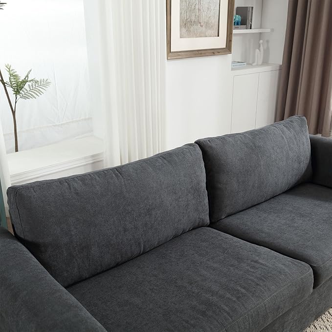TTK 80.7 Queen Sized Pull Out Sofa Bed 2-in-1 Convertible Sleeper Couch with Memory Foam Mattress &amp Solid Wood Frame for Living Room Apartment &amp Small Spaces Gray