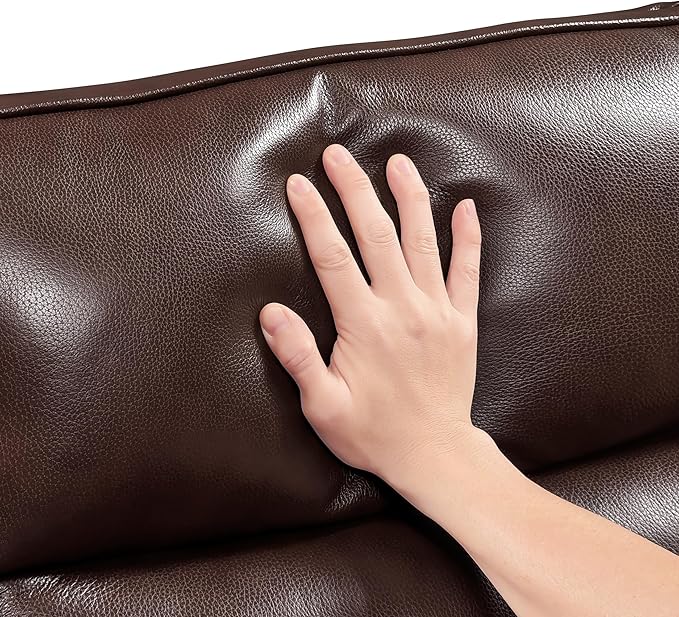 Lexicon Swivel Glider Reclining Chair Top Grain Leather Match Manual Recliner Comfy Nursery Glider Recliner Swivel Reclining Chair for Living Room/Office/Bedroom/Apartment Brown