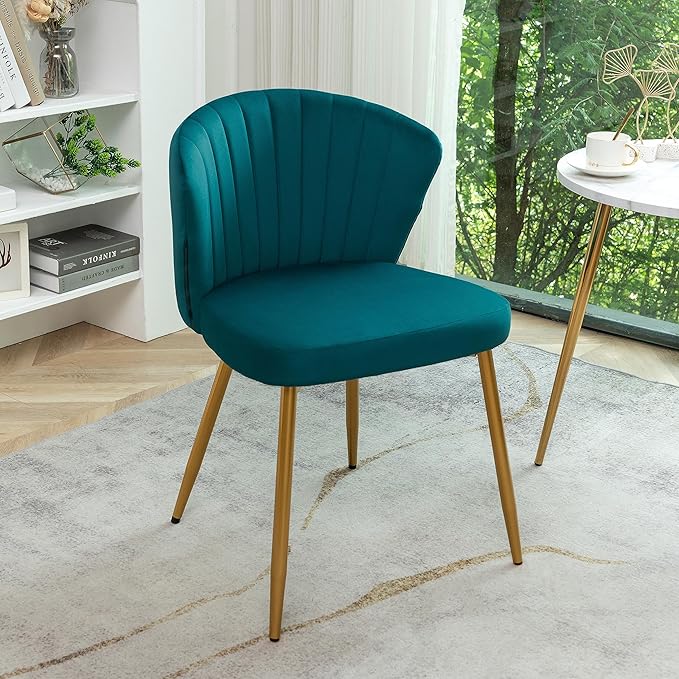 Modern Velvet Accent Chair for Living Room Bedroom Entryway or Small Spaces with Channel-Tufted Design Comfortable and Trendy Armless Seat Greenish Blue