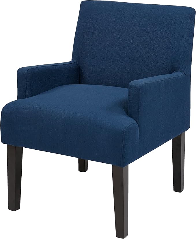 OSP Home Furnishings Main Street Upholstered Guest Chair with Espresso Finish Accents Woven Indigo Fabric