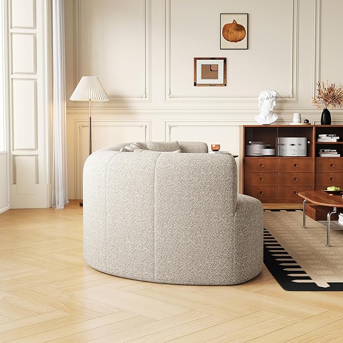 106.3” Curved Sectional Sofa Oversized Curved Couch for Living Room Modern Chenille Fabric Sofas Foam Couch Modular Cloud Couches with Pillows No Assembly Light Khaki