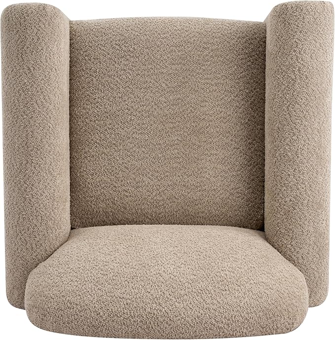 Christopher Knight Home Peysz Modern Accent Chair Boucle Upholstered Armchair with Rounded Wooden Legs Comfortable Single Sofa Soft Cushion Seating Lounge Chair Indoor Light Brown