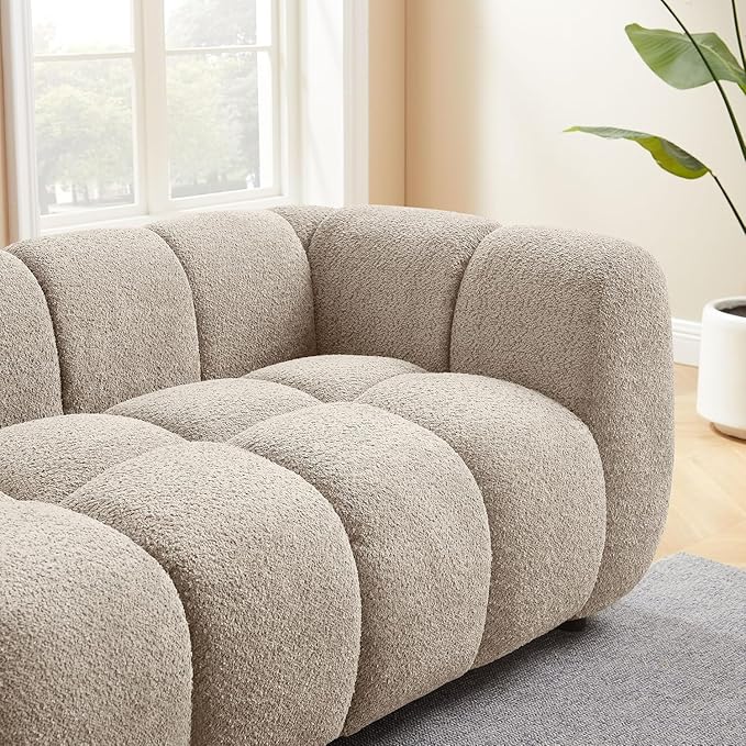 VANOMi 88 Oversized Boucle Sofa Modern Upholstered Tufted Cloud Couch Deep Seat Boucle SofaCozy Modern 3 Seater Couch for Living Room Bedroom Apartment