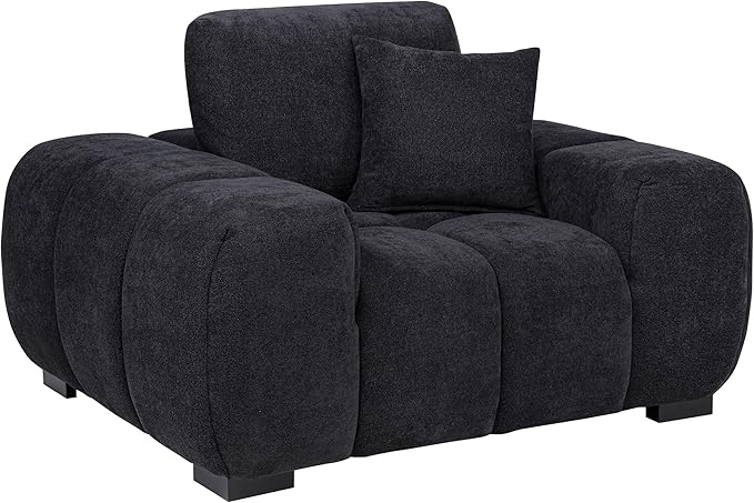 Coaster Home Furnishings - Octavia - Fabric Upholstered Accent Chair with Track Arms Tufted Back Curved Shape and Pocket Coil Seating - Living Room - Black - 511063