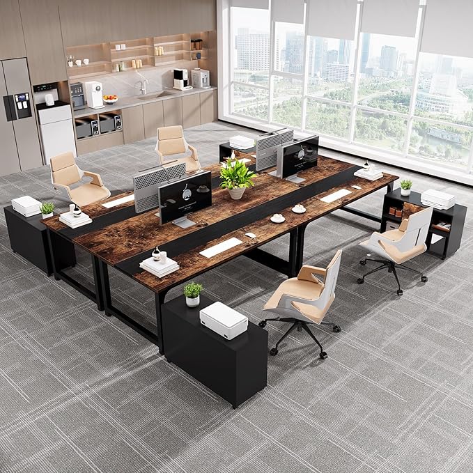 Tribesigns 63 Computer Desk with 40 Lateral File Cabinet L Shaped Executive Desk with Mobile Drawer Cabinet Office Furniture Set for Home Study Workstation Rustic Brown &amp Black