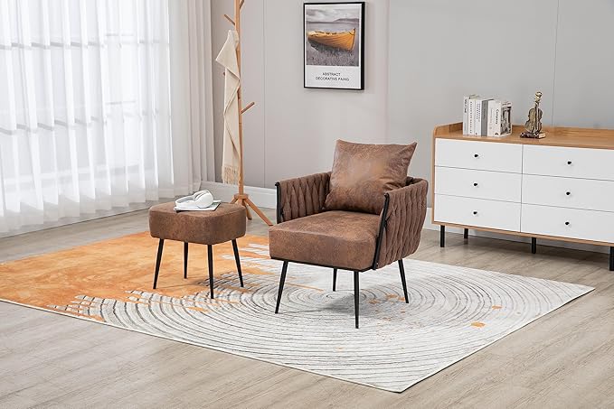 Velvet Accent Chair Modern Upholstered Armchair Tufted Chair with Metal Frame Single Leisure Chairs for Living Room Bedroom