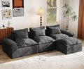Hobestluk 120 Cloud Modular Sectional Couch 3-Seater Sofa with Ottoman L Shaped Sofa with Removable Cover Large Sofa Couch for Living Room (Dark Grey 3-Seater Sofa with One Ottoman)