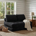 Folding Sofa Bed Convertible Loveseat Sleeper Chair with Pillow Portable Floor Couch for Living Room and Bedroom Comfy Floor Lounge Chair Bed for Small Spaces Black