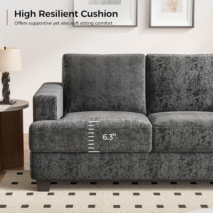 89 Inch Sofa with Extra Deep Seats Oversize3 Seater Sofa for Living Room Modern Couch and Sofa Comfy Armrests and Seats and Backrests Easy InstallationChenille Fabric Gray